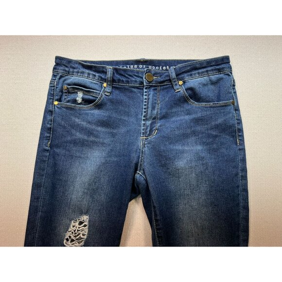 Articles Of Society Women's Sarah Distressed Jeans Stretch Denim Size 27 Blue - Picture 6 of 13